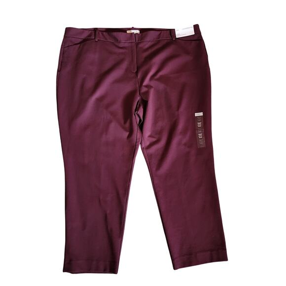 Liz Claiborne NWT Emma maroon mid-rise slim leg ankle pants woman's size 24W - Picture 13 of 13